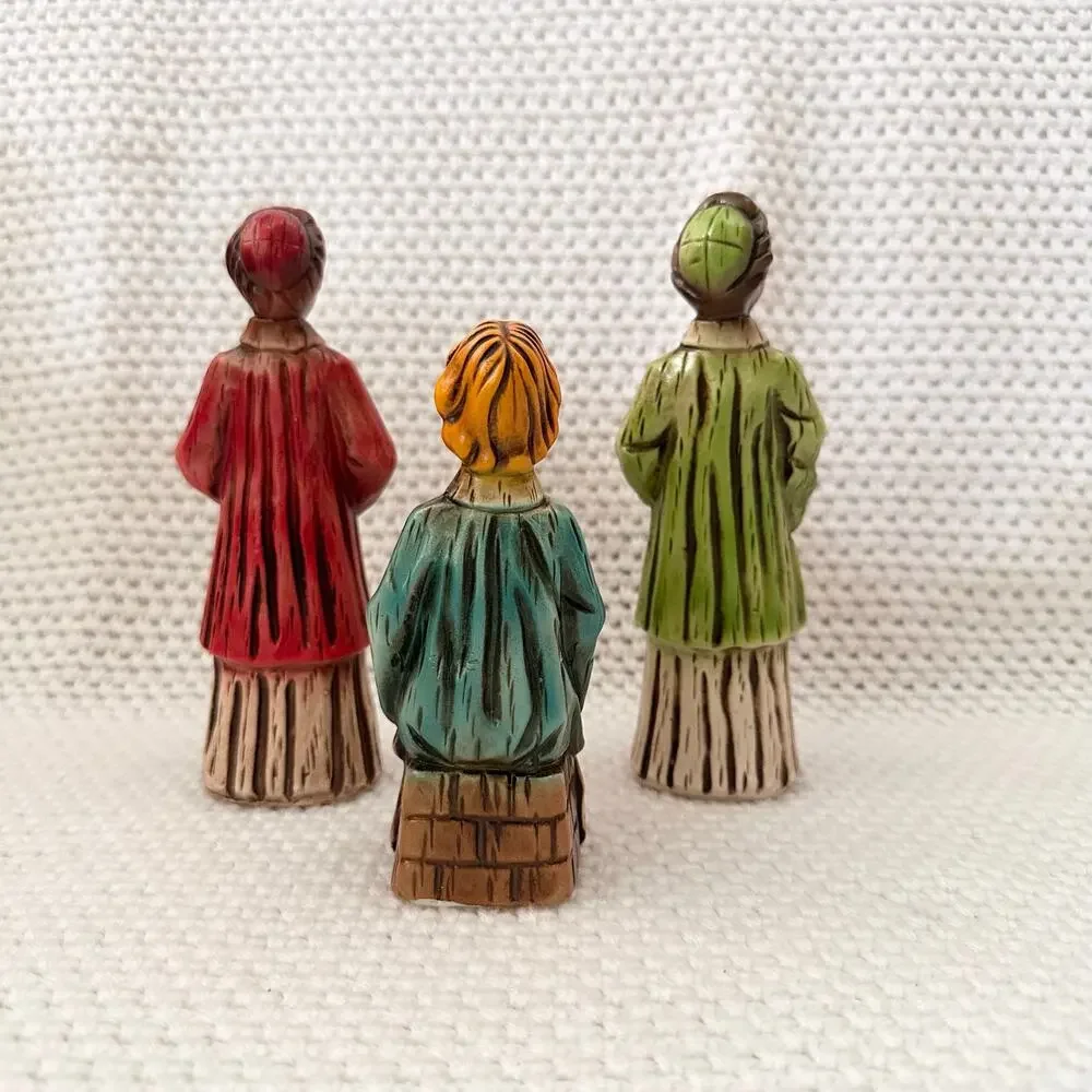 Vintage Japan Chalkware Set 3 MCM Choir Altar Carolers Figures Holiday Christmas